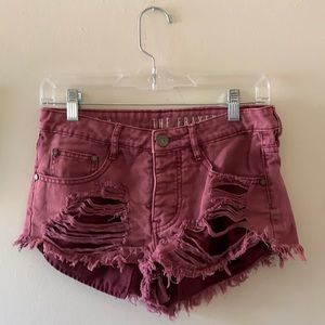 Maroon jean shorts